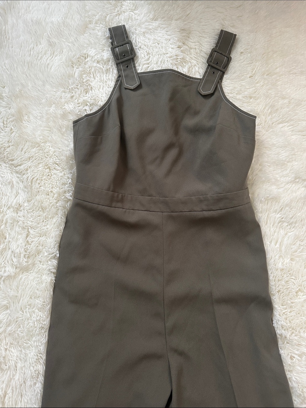Topshop Olive Buckle-Strap Jumpsuit